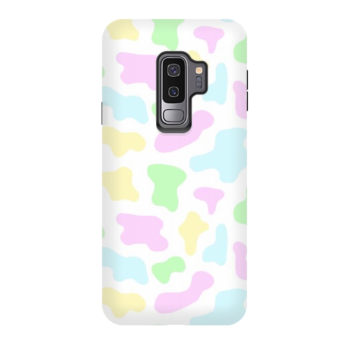 Galaxy S9 plus StrongFit Pastel Rainbow Cow Print by Julie Erin Designs