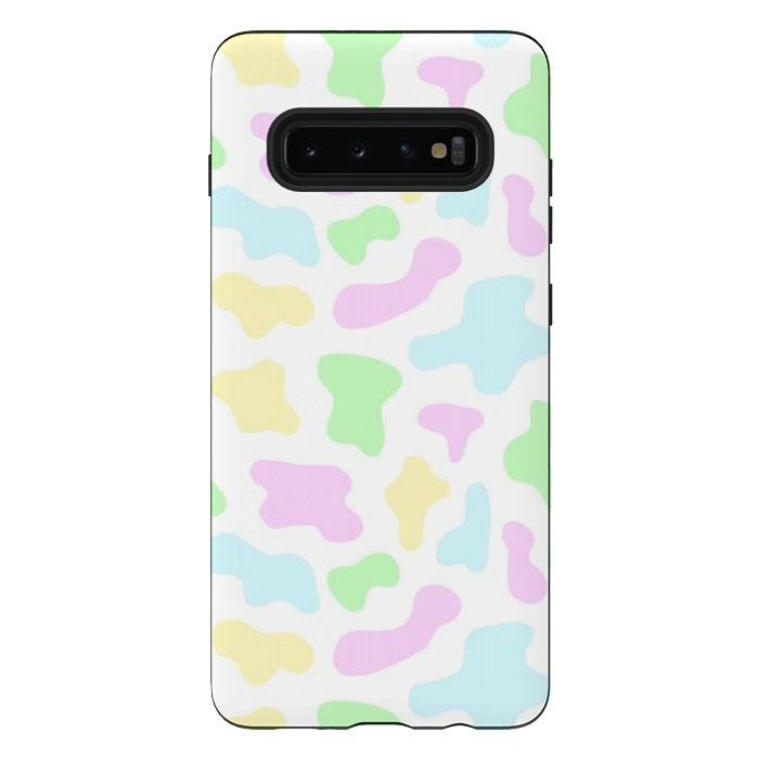 Galaxy S10 plus StrongFit Pastel Rainbow Cow Print by Julie Erin Designs