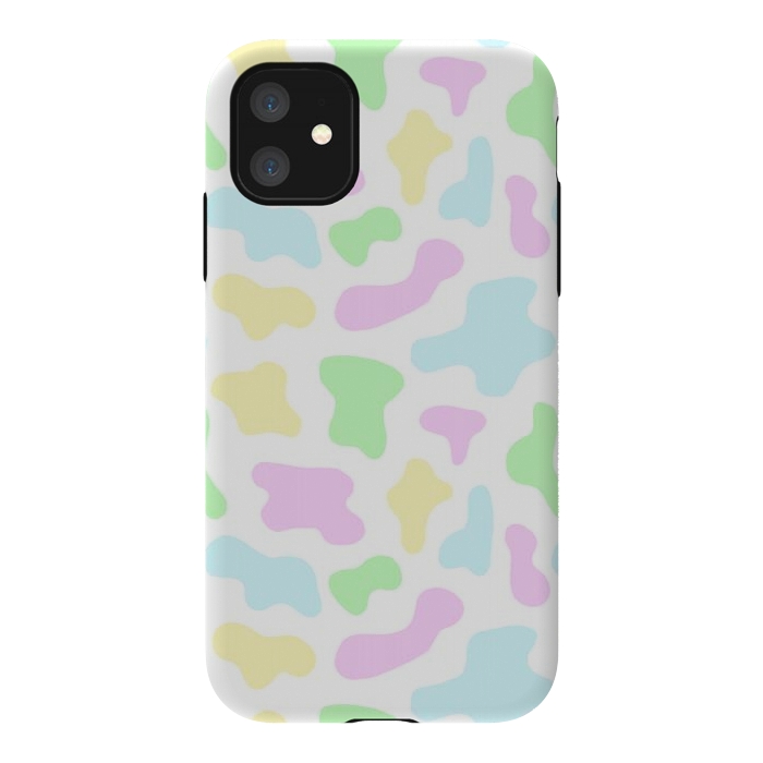 iPhone 11 StrongFit Pastel Rainbow Cow Print by Julie Erin Designs