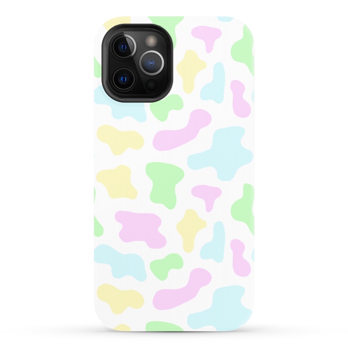 iPhone 12 Pro StrongFit Pastel Rainbow Cow Print by Julie Erin Designs