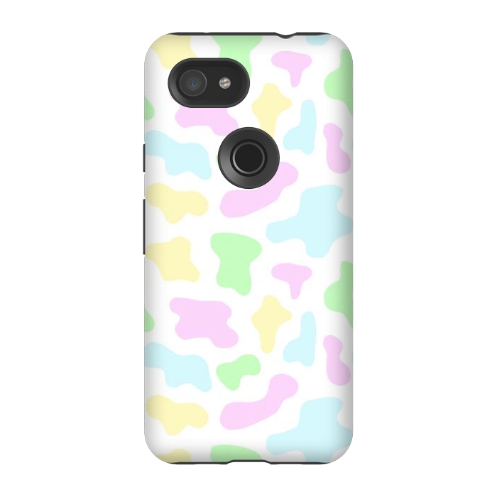 Pixel 3A StrongFit Pastel Rainbow Cow Print by Julie Erin Designs