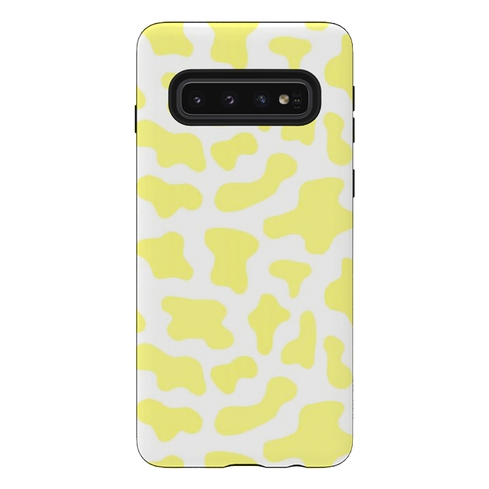 Galaxy S10 StrongFit Yellow Cow Print by Julie Erin Designs