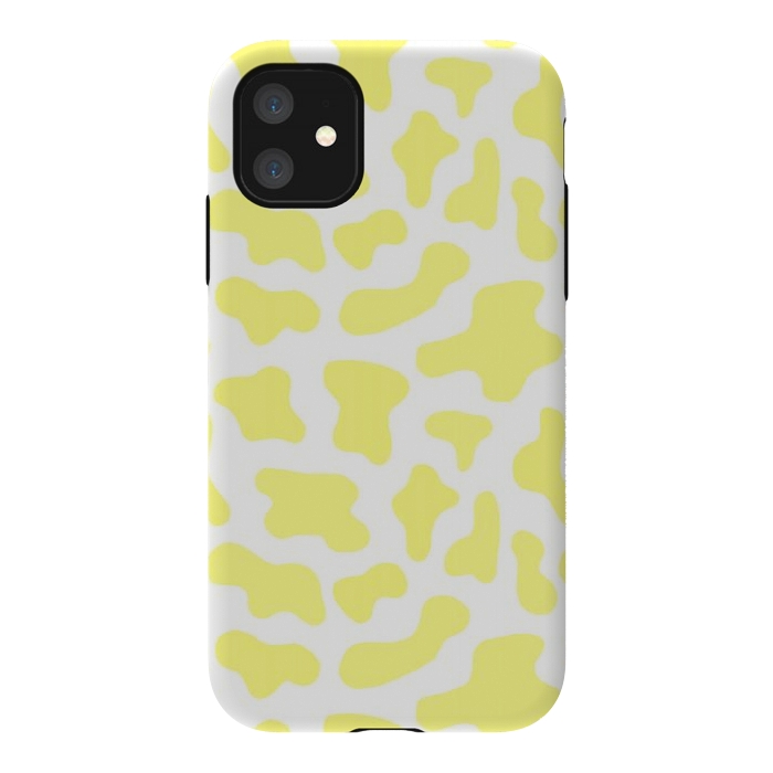 iPhone 11 StrongFit Yellow Cow Print by Julie Erin Designs