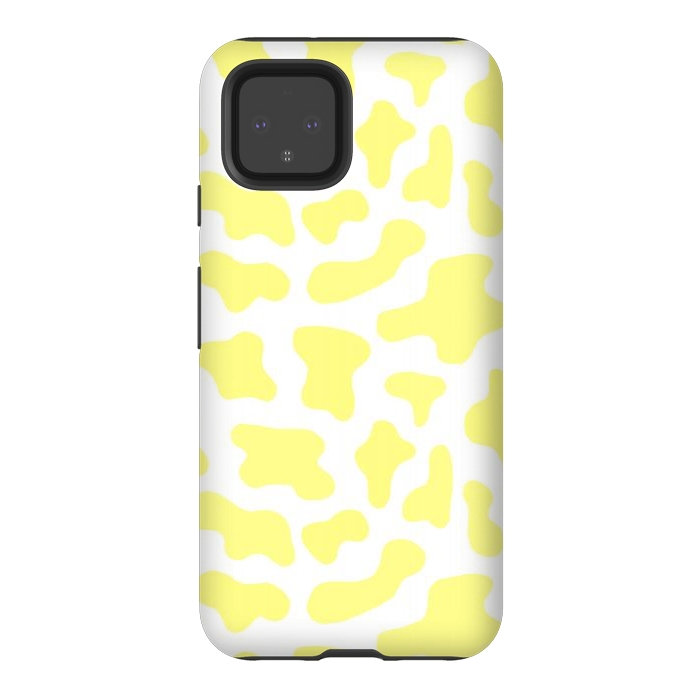 Pixel 4 StrongFit Yellow Cow Print by Julie Erin Designs