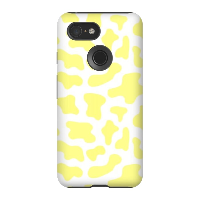 Pixel 3 StrongFit Yellow Cow Print by Julie Erin Designs