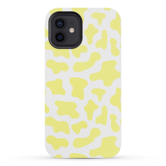 iPhone 12 mini StrongFit Yellow Cow Print by Julie Erin Designs