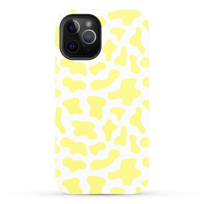 iPhone 12 Pro Max StrongFit Yellow Cow Print by Julie Erin Designs