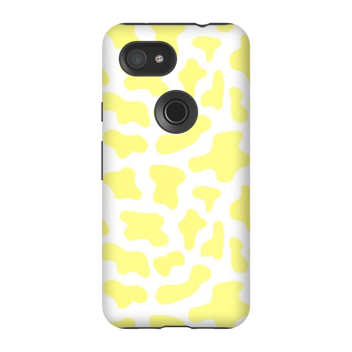 Pixel 3A StrongFit Yellow Cow Print by Julie Erin Designs