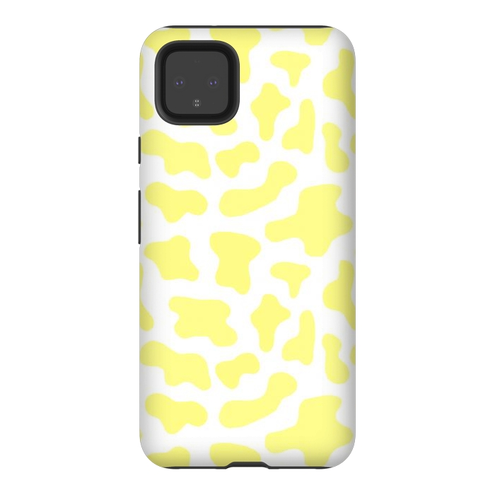Pixel 4XL StrongFit Yellow Cow Print by Julie Erin Designs