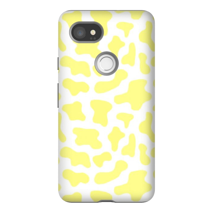Pixel 2XL StrongFit Yellow Cow Print by Julie Erin Designs