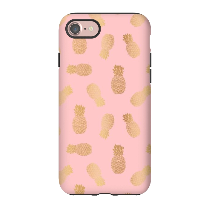 iPhone 7 StrongFit Pink and Gold Pineapples by Julie Erin Designs