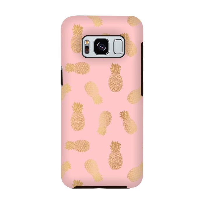 Galaxy S8 StrongFit Pink and Gold Pineapples by Julie Erin Designs