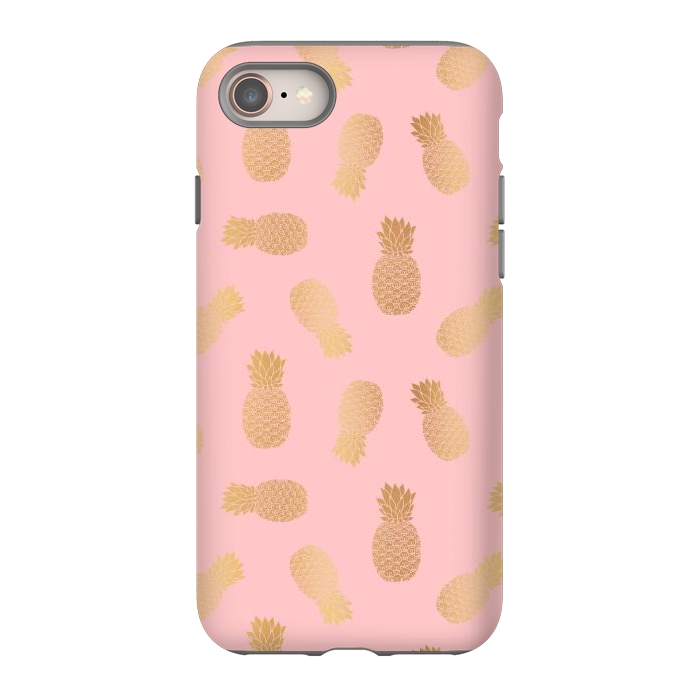 iPhone 8 StrongFit Pink and Gold Pineapples by Julie Erin Designs