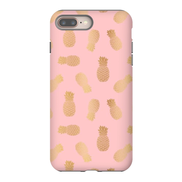 iPhone 8 plus StrongFit Pink and Gold Pineapples by Julie Erin Designs