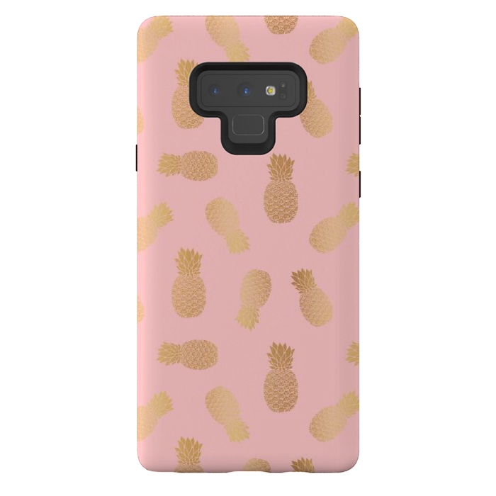 Galaxy Note 9 StrongFit Pink and Gold Pineapples by Julie Erin Designs