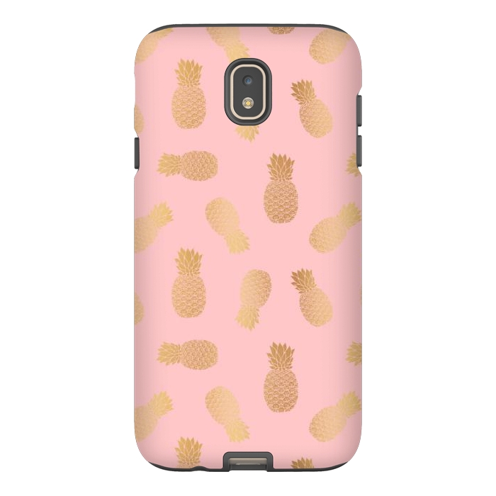 Galaxy J7 StrongFit Pink and Gold Pineapples by Julie Erin Designs