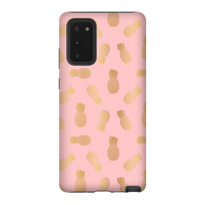 Galaxy Note 20 StrongFit Pink and Gold Pineapples by Julie Erin Designs