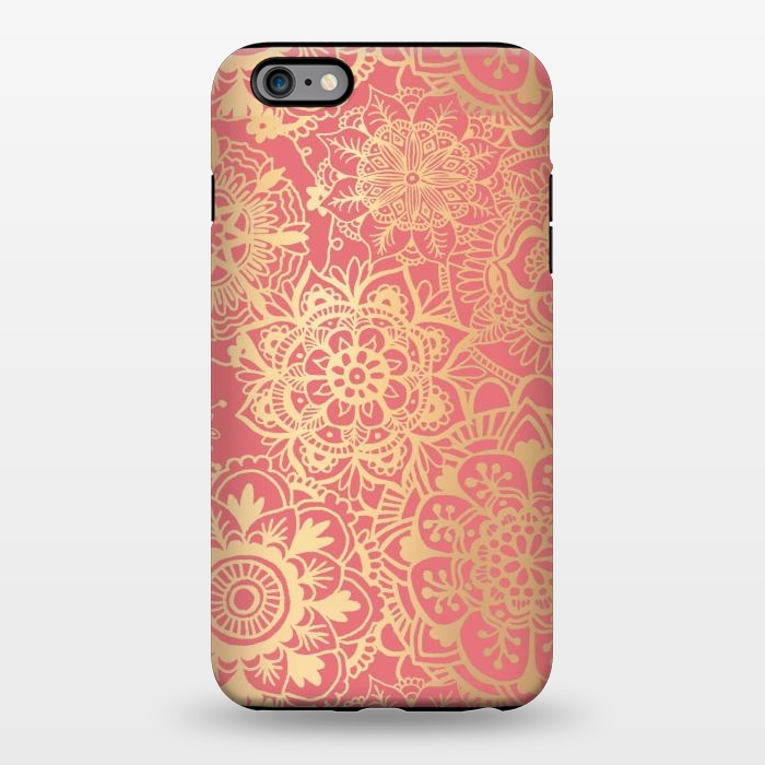 iPhone 6/6s plus StrongFit Coral Pink and Gold Mandala Pattern by Julie Erin Designs