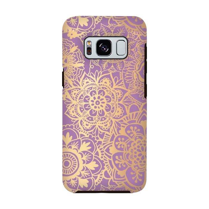 Galaxy S8 StrongFit Light Purple and Gold Mandala Pattern by Julie Erin Designs