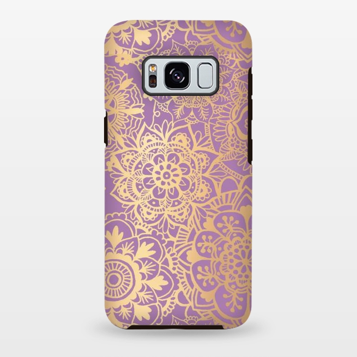 Galaxy S8 plus StrongFit Light Purple and Gold Mandala Pattern by Julie Erin Designs
