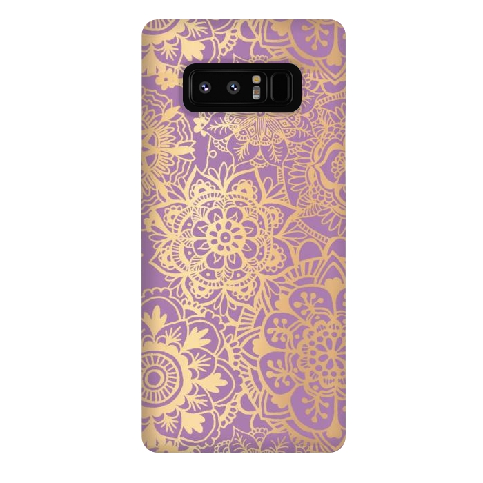 Galaxy Note 8 StrongFit Light Purple and Gold Mandala Pattern by Julie Erin Designs