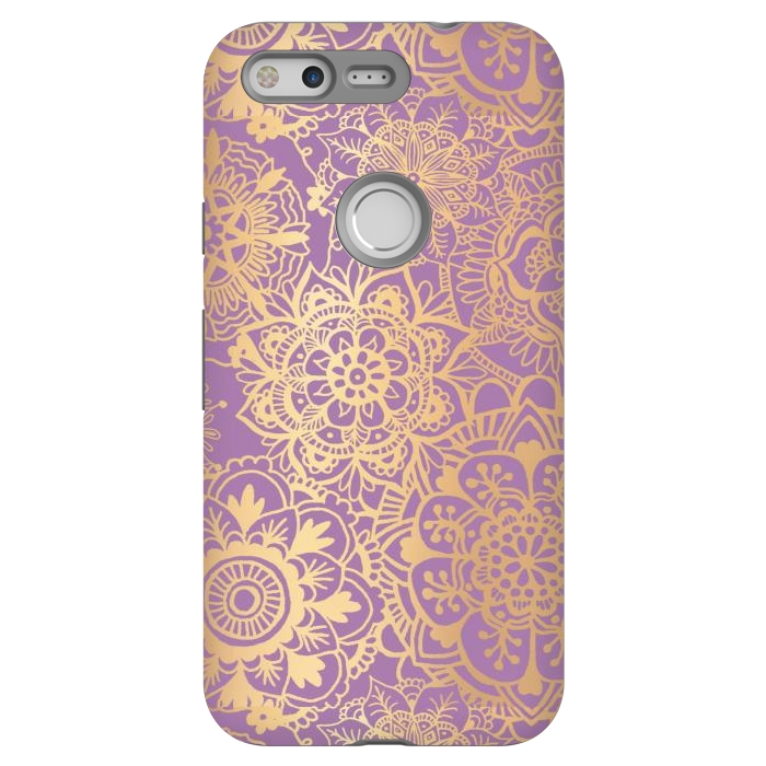 Pixel StrongFit Light Purple and Gold Mandala Pattern by Julie Erin Designs
