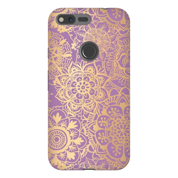 Pixel XL StrongFit Light Purple and Gold Mandala Pattern by Julie Erin Designs
