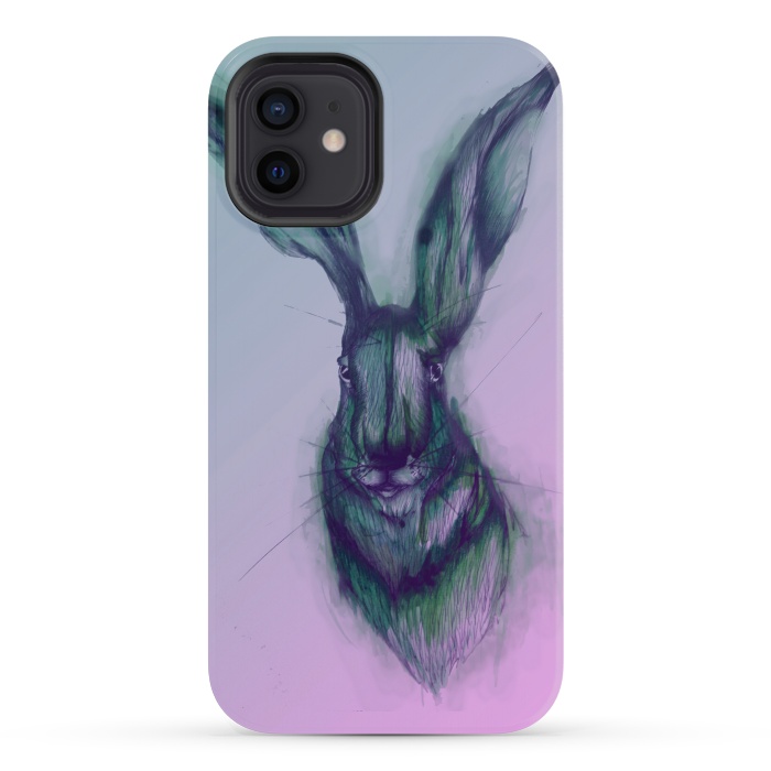 iPhone 12 mini StrongFit Watercolor Hare by ECMazur 