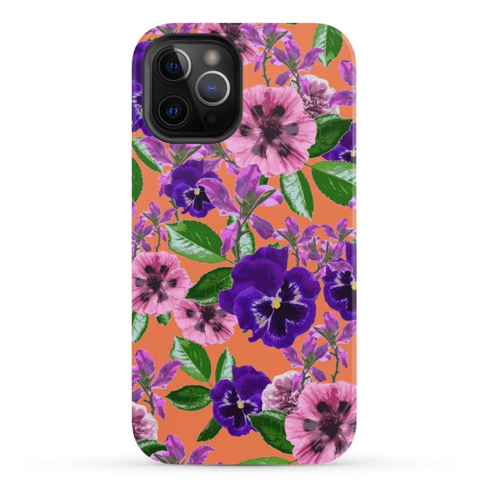 iPhone 12 Pro StrongFit Orange Floral Garden by Zala Farah