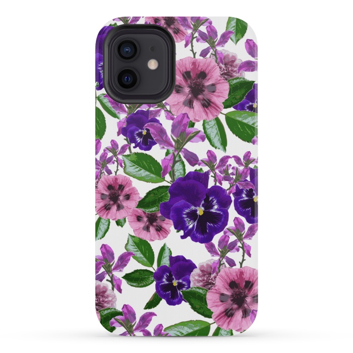 iPhone 12 mini StrongFit White Floral Garden by Zala Farah