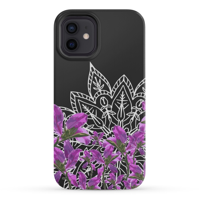 iPhone 12 mini StrongFit Mandala + Purple Vines by Zala Farah