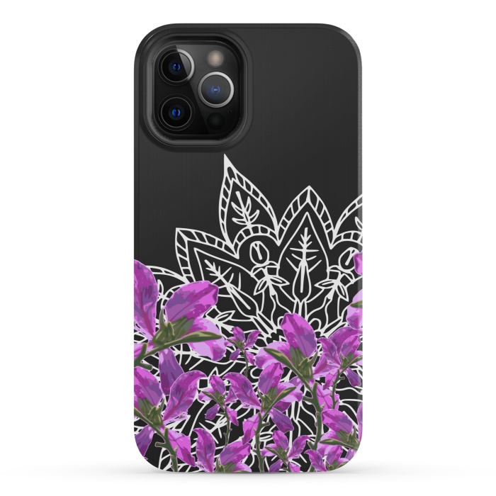 iPhone 12 Pro StrongFit Mandala + Purple Vines by Zala Farah