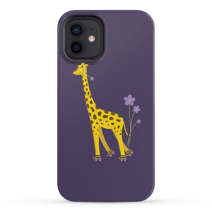 iPhone 12 mini StrongFit Cute Funny Rollerskating Giraffe by Boriana Giormova