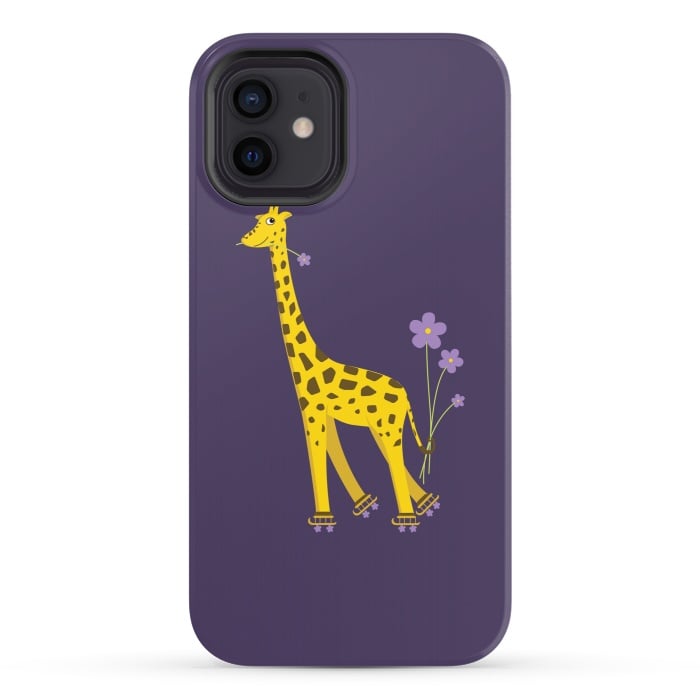 iPhone 12 StrongFit Cute Funny Rollerskating Giraffe by Boriana Giormova