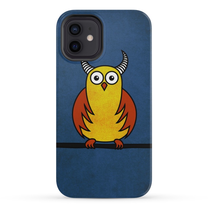 iPhone 12 mini StrongFit Funny Cartoon Horned Owl by Boriana Giormova