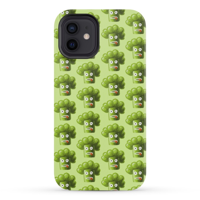 iPhone 12 mini StrongFit Funny Broccoli Pattern by Boriana Giormova