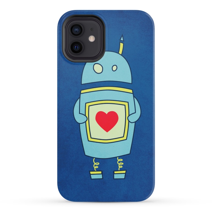 iPhone 12 mini StrongFit Clumsy Cute Robot With Heart by Boriana Giormova