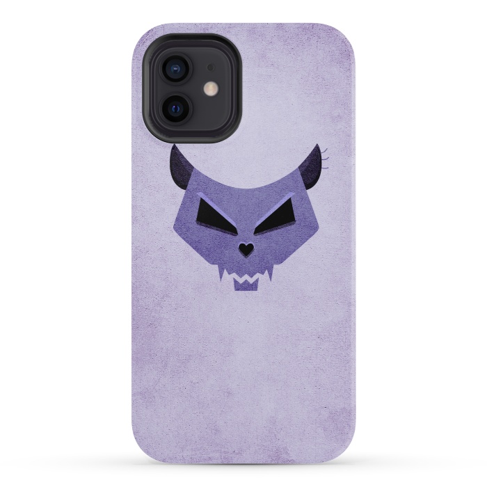 iPhone 12 StrongFit Purple Evil Cat Skull by Boriana Giormova