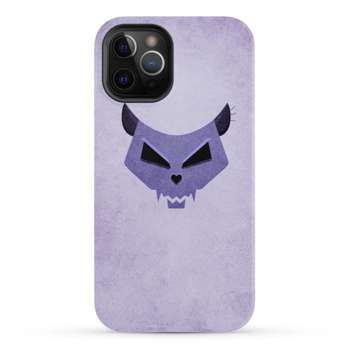 iPhone 12 Pro StrongFit Purple Evil Cat Skull by Boriana Giormova