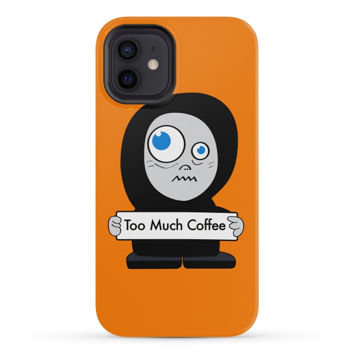 iPhone 12 mini StrongFit Funny Cartoon Character Too Much Coffee by Boriana Giormova