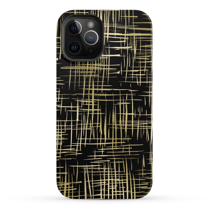 iPhone 12 Pro StrongFit Crosshatch Black by Caitlin Workman