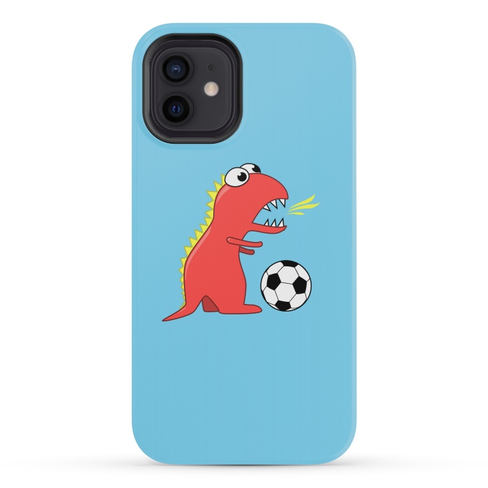 iPhone 12 mini StrongFit Funny Cartoon Dinosaur Soccer Player by Boriana Giormova