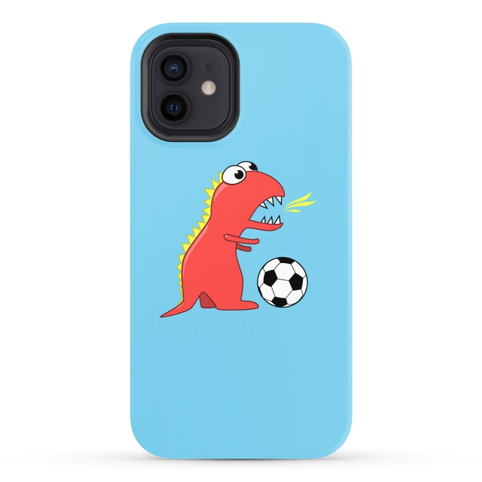 iPhone 12 StrongFit Funny Cartoon Dinosaur Soccer Player by Boriana Giormova