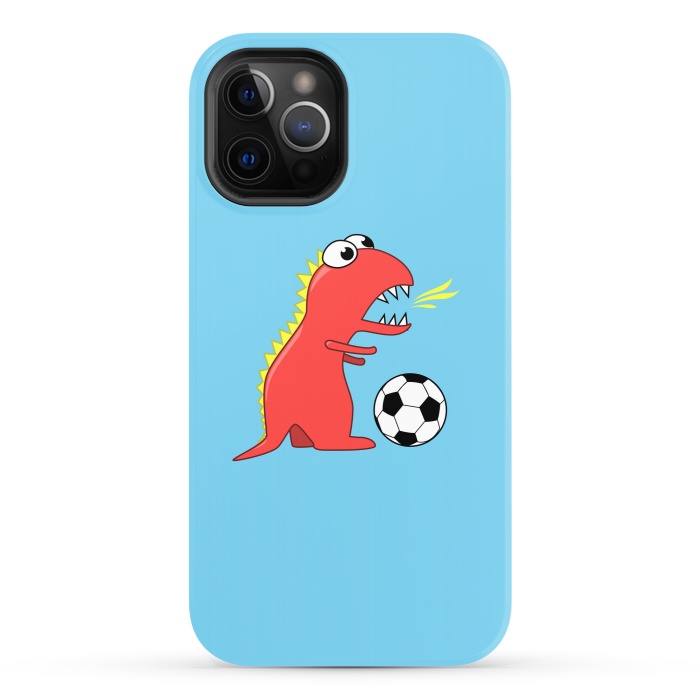 iPhone 12 Pro StrongFit Funny Cartoon Dinosaur Soccer Player by Boriana Giormova