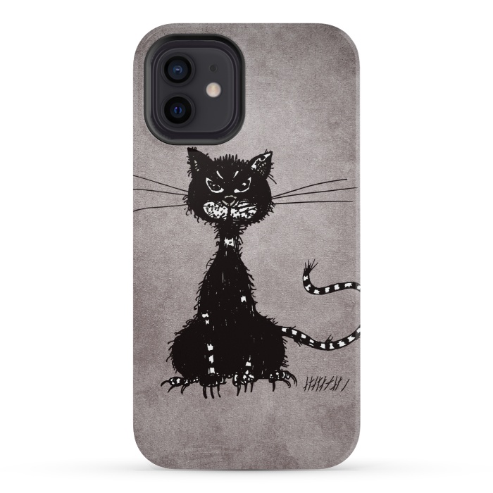 iPhone 12 mini StrongFit Ragged Evil Black Cat by Boriana Giormova