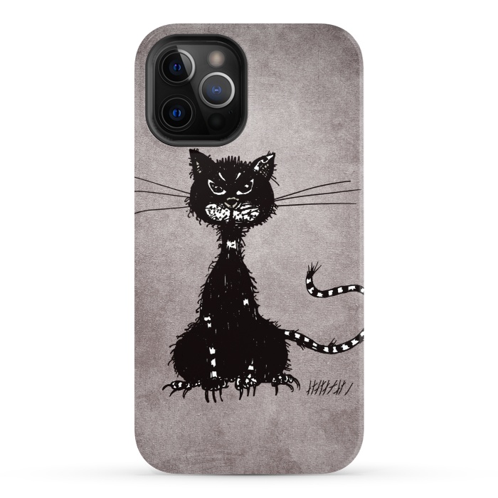 iPhone 12 Pro StrongFit Ragged Evil Black Cat by Boriana Giormova