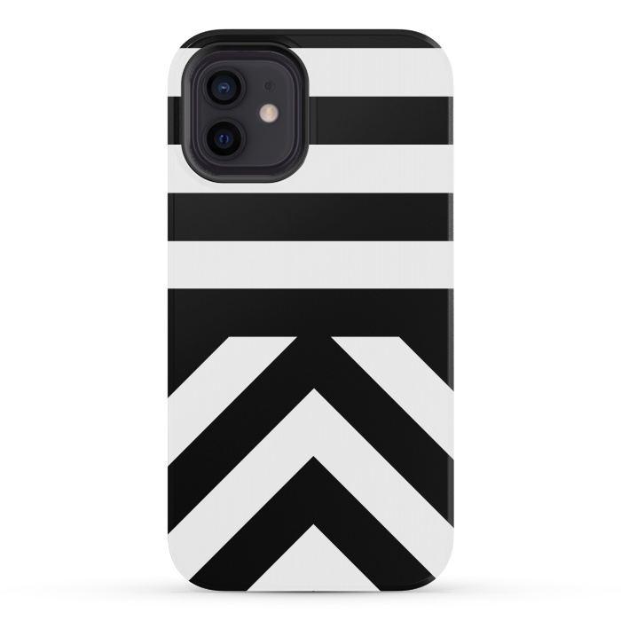 iPhone 12 mini StrongFit Black Stripes by Caitlin Workman