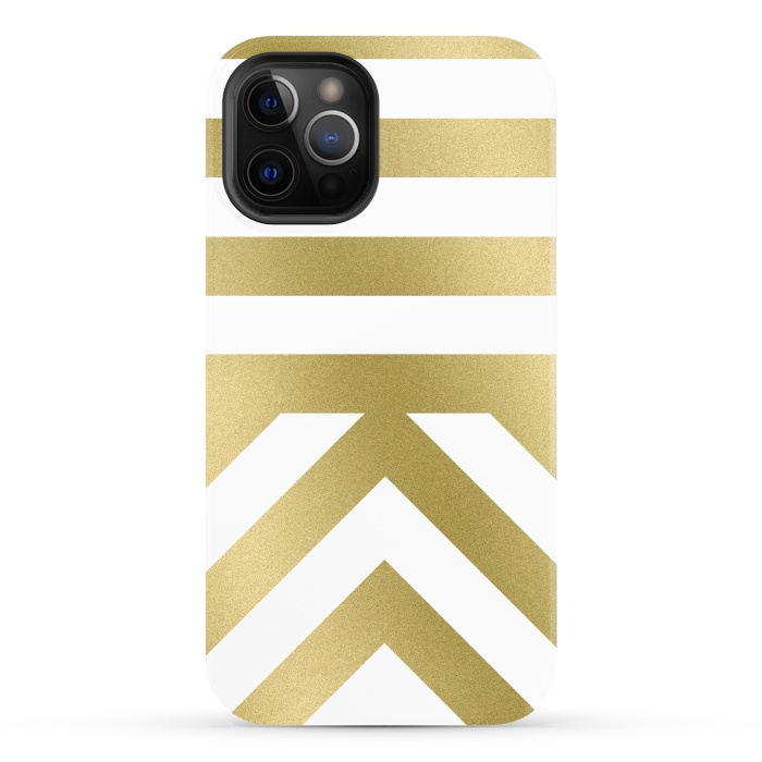 iPhone 12 Pro StrongFit Gold Chevron Stripes by Caitlin Workman