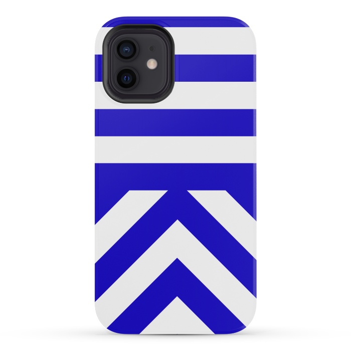 iPhone 12 mini StrongFit Blue Stripes by Caitlin Workman