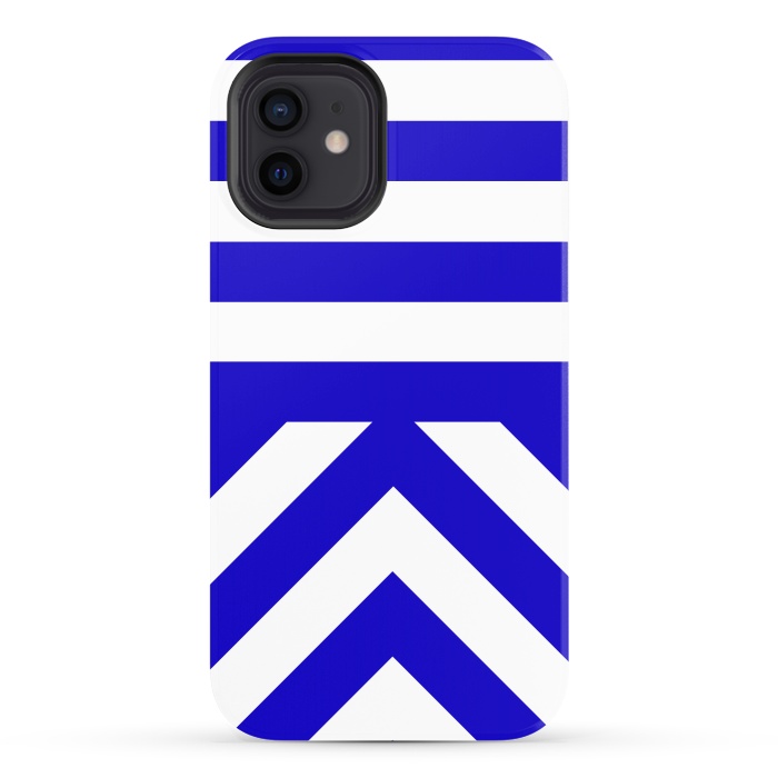 iPhone 12 StrongFit Blue Stripes by Caitlin Workman